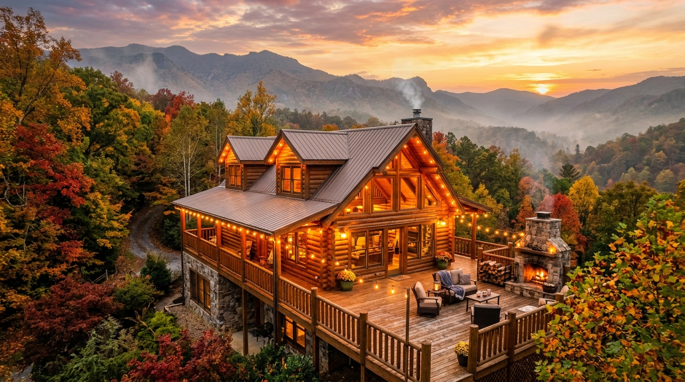 Luxury cabin at sunset